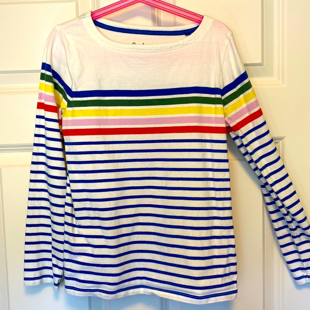 SOLD Mini Boden Everyday Breton Rainbow Stripe Tee 9-10Y